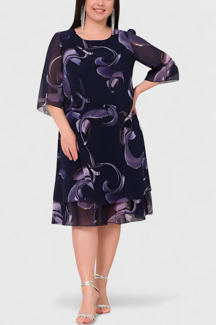 Robe en Gaze Shriley avec Imprimé Midnight Swirl et Silhouette Fluide