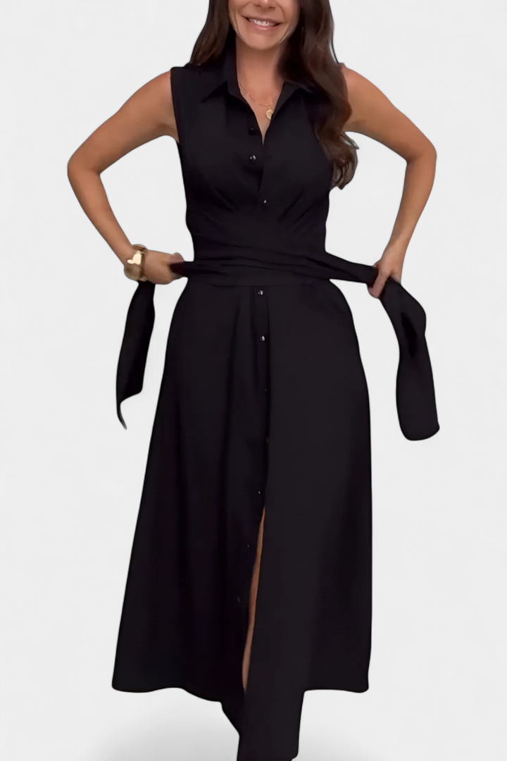 Robe Chemise Meryl avec Boutons et Nœud Ajustable