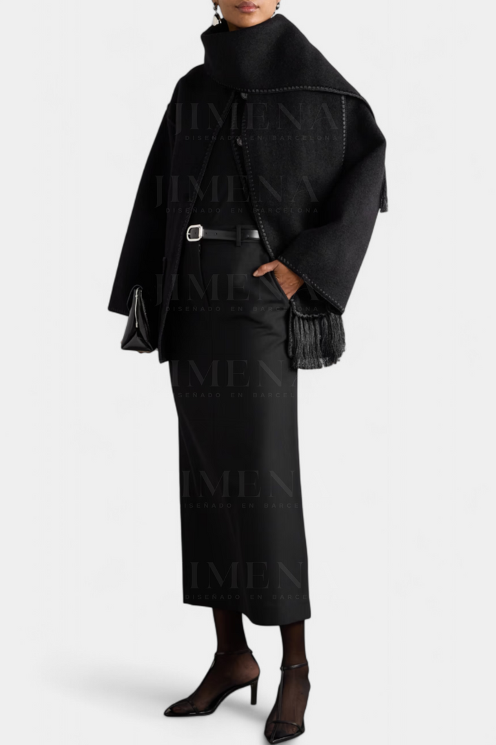 Manteau Pauline avec Écharpe à Franges Intégrée