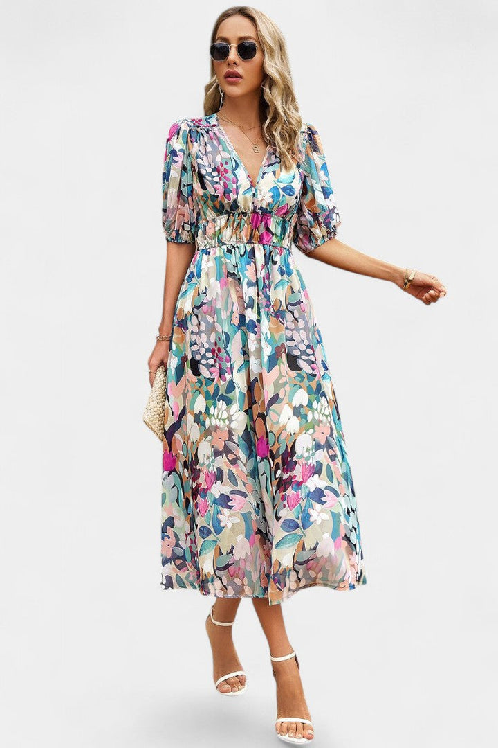 Robe Midi Florale Georgina avec Décolleté en V