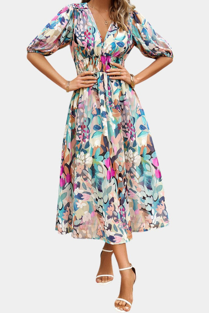 Robe Midi Florale Georgina avec Décolleté en V