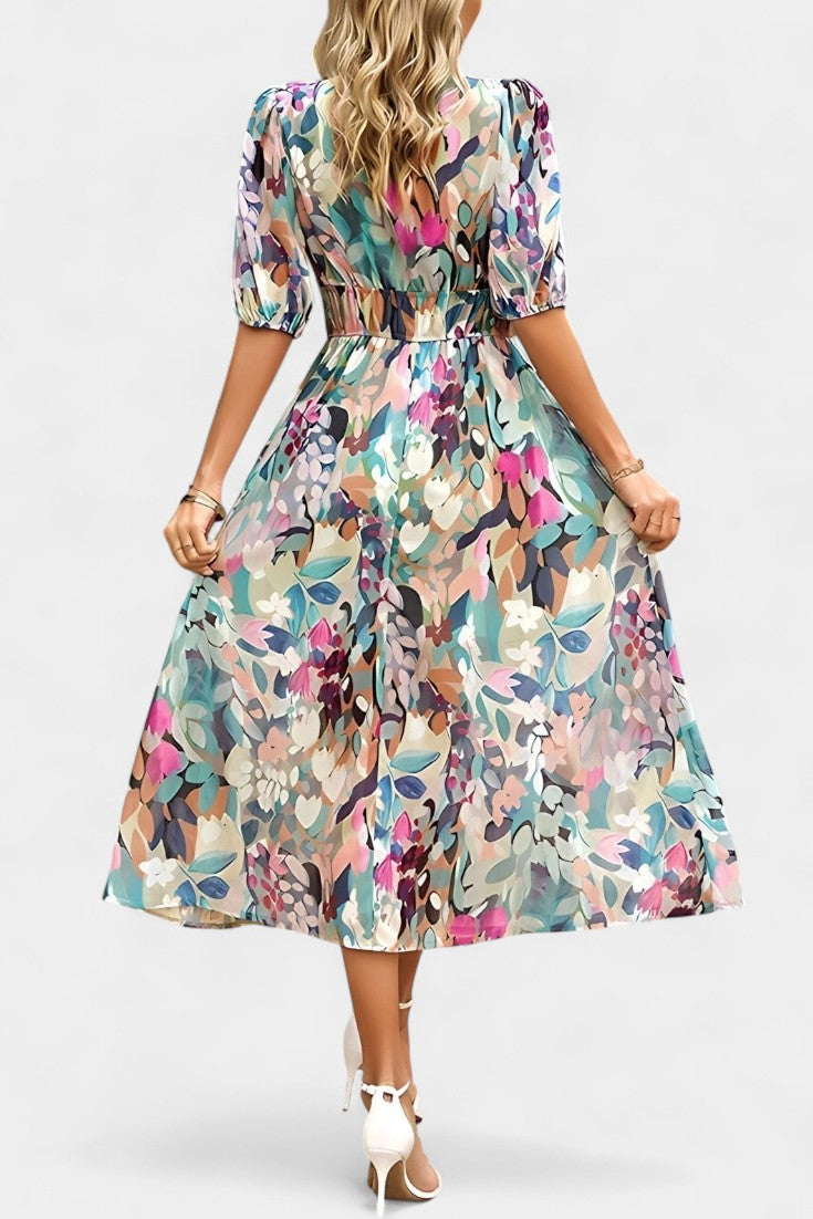 Robe Midi Florale Georgina avec Décolleté en V