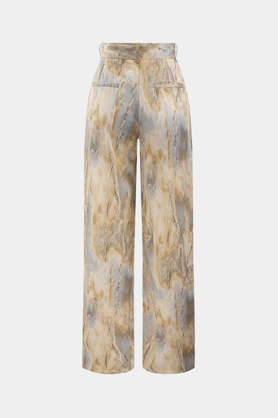 Inna Pantalons Droits Taille Haute avec Imprimé Marbre