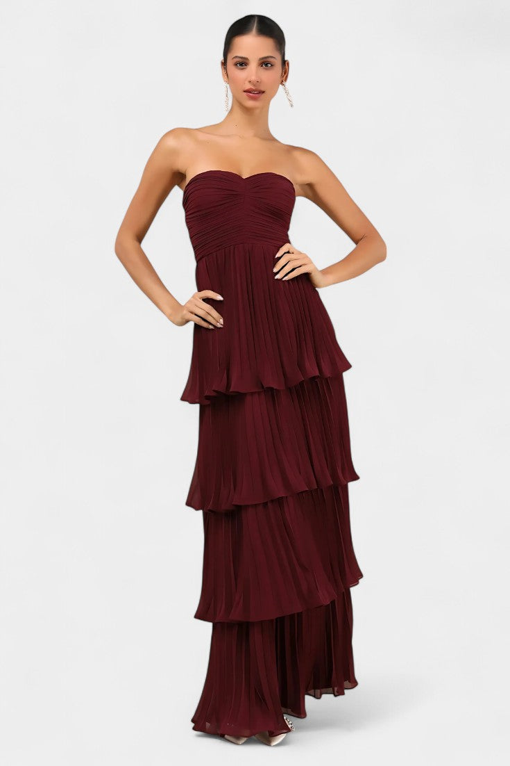 Robe à Volants June avec Décolleté en Cœur et Silhouette en Couches