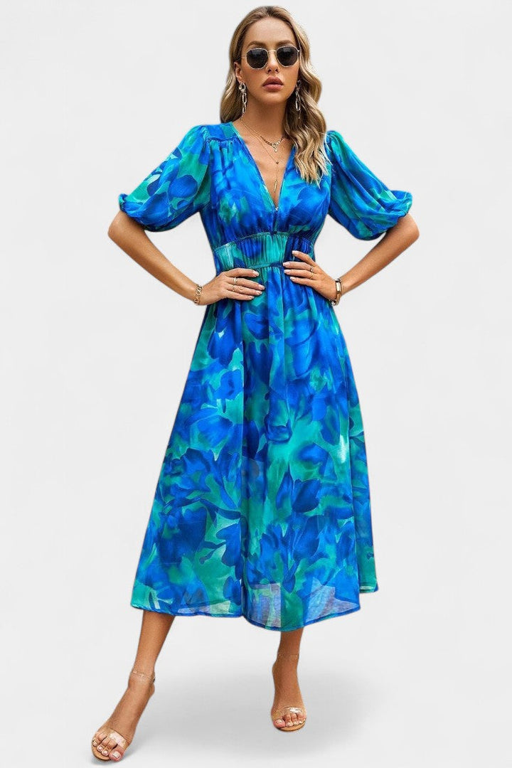 Robe Midi Florale Georgina avec Décolleté en V