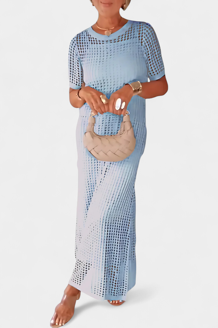 Robe Balbina Deux Pièces avec Col Bateau et Détails Découpés