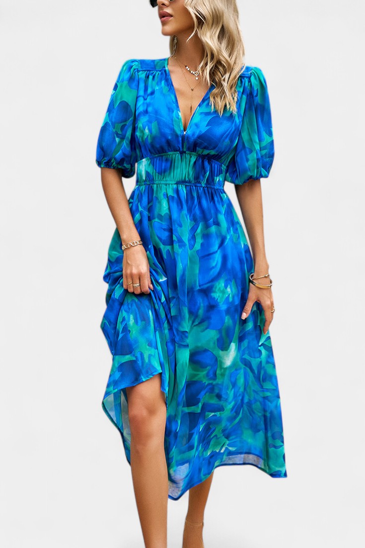 Robe Midi Florale Georgina avec Décolleté en V