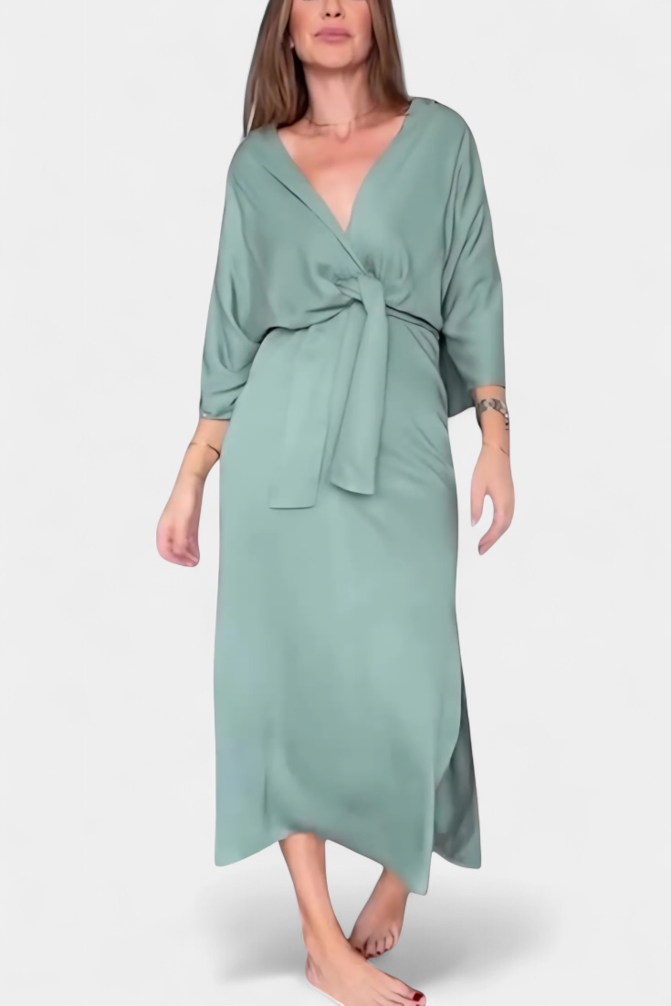 Ainhoa Robe Décontractée avec Nœud Frontal et Décolleté en V