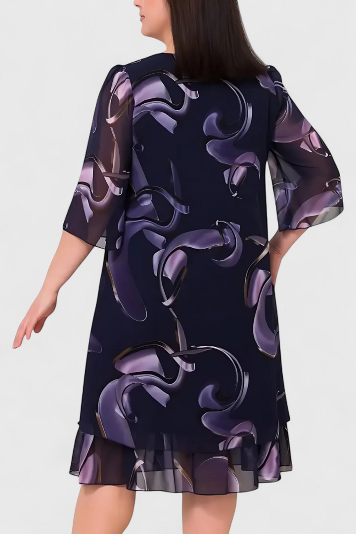 Robe en Gaze Shriley avec Imprimé Midnight Swirl et Silhouette Fluide