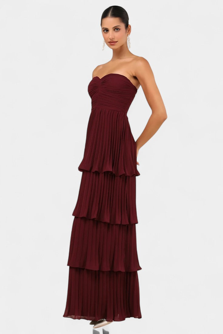 Robe à Volants June avec Décolleté en Cœur et Silhouette en Couches