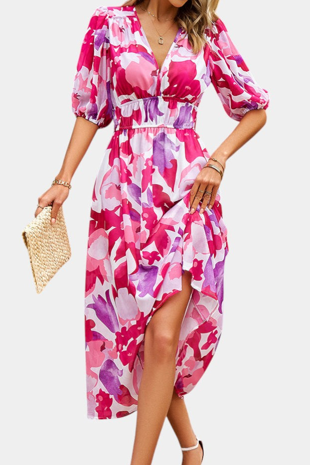 Robe Midi Florale Georgina avec Décolleté en V
