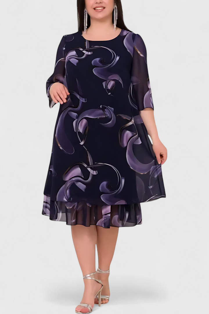 Robe en Gaze Shriley avec Imprimé Midnight Swirl et Silhouette Fluide