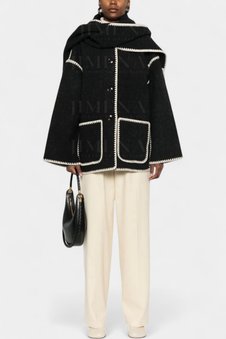 Manteau Pauline avec Écharpe à Franges Intégrée