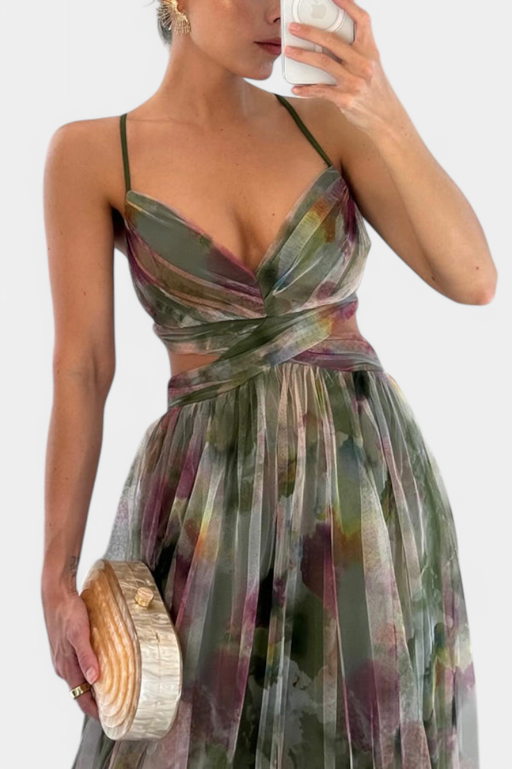 Robe Maxi Fleurie Ingrid avec Décolleté en V