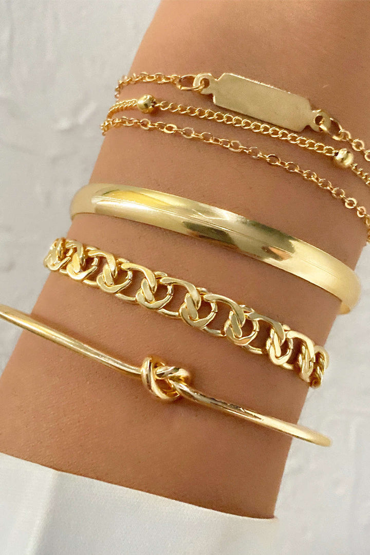 Jeu de Bracelets en Chaîne de Métal de 4 Pièces