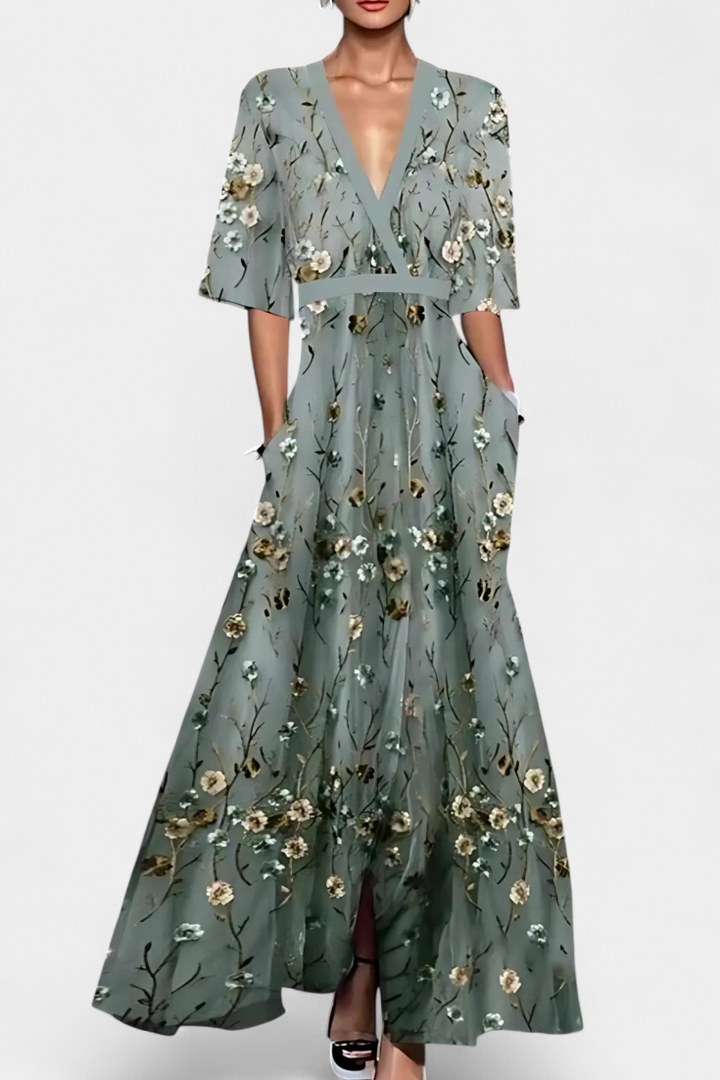 Robe Enveloppante Florale Daphne avec Élégance Intemporelle
