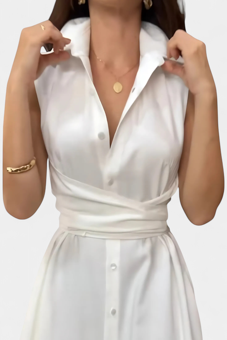 Robe Chemise Meryl avec Boutons et Nœud Ajustable