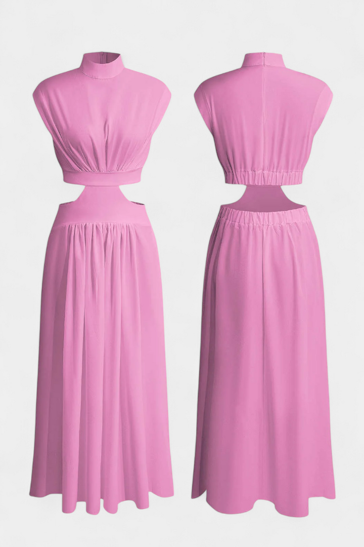 Jocelyn Ensemble Long Minimaliste avec Col Haut et Fente Latérale