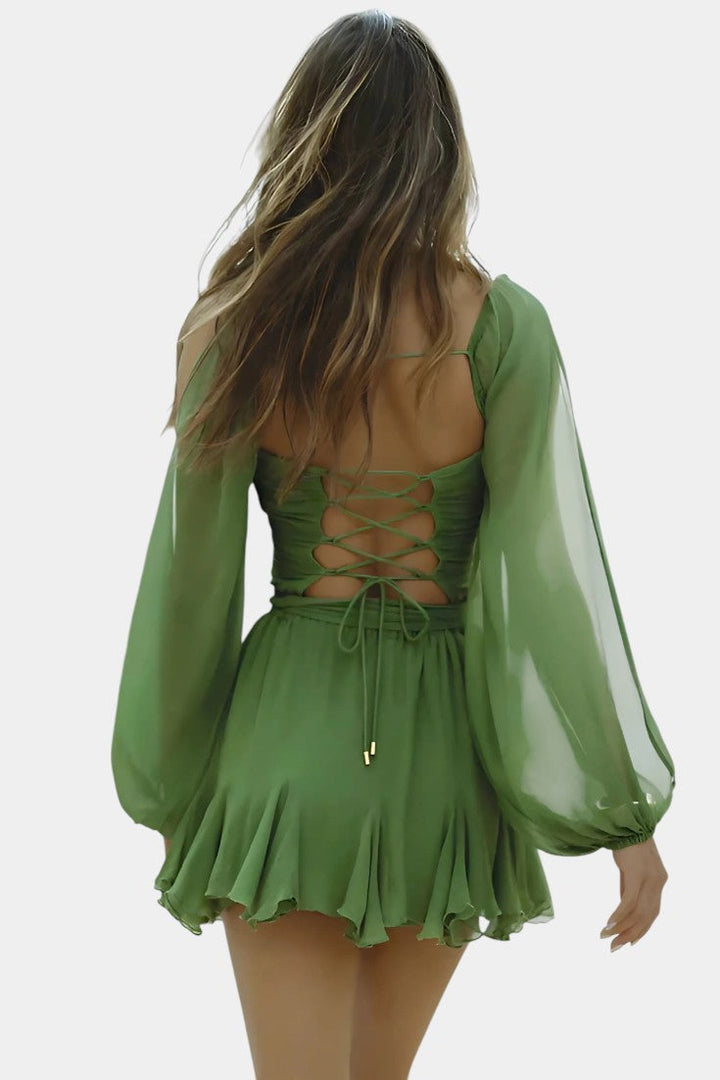Skylar Robe Mini avec Décolleté en V et Manches Légères
