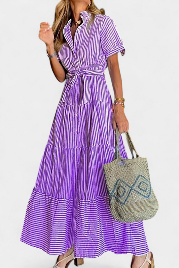 Robe Chemise Longue Rayée Maya avec Ceinture