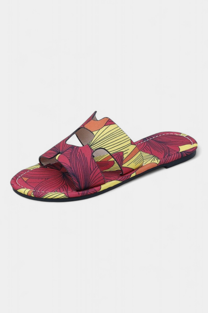Sandales Plates Multicolores Berenice avec Imprimé Tropical