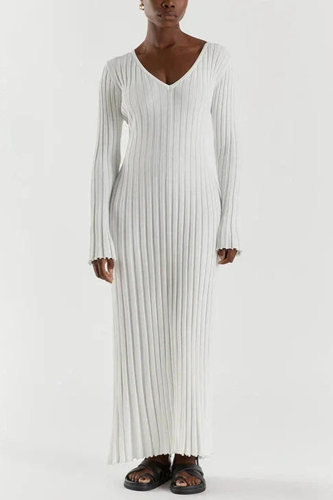 Darla Robe en Maille Côtelée avec Ceinture