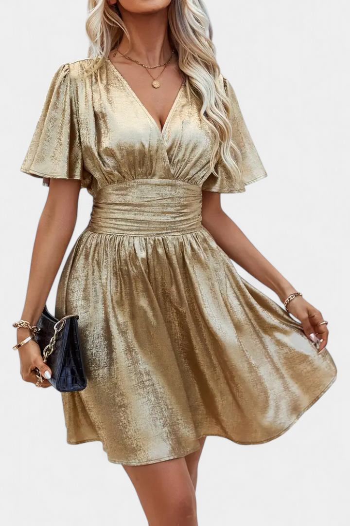 Robe Adalee pour Femme avec Décolleté en V et Taille Croisée
