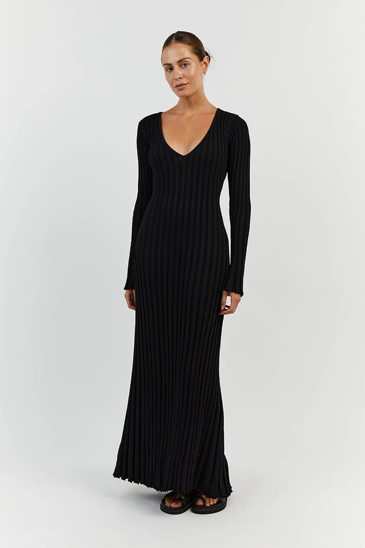 Darla Robe en Maille Côtelée avec Ceinture