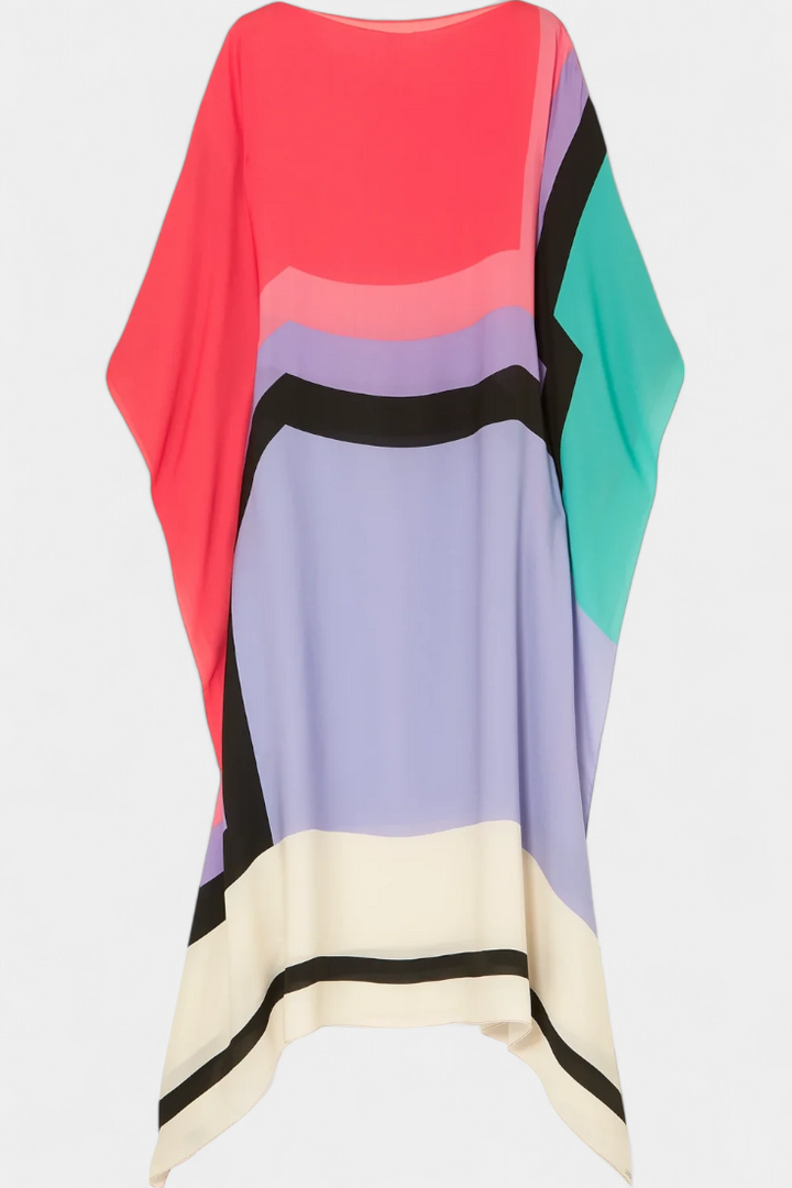 Caftan Elenora Géométrique à Coupe Ample avec Tissu Butterfly Mesh