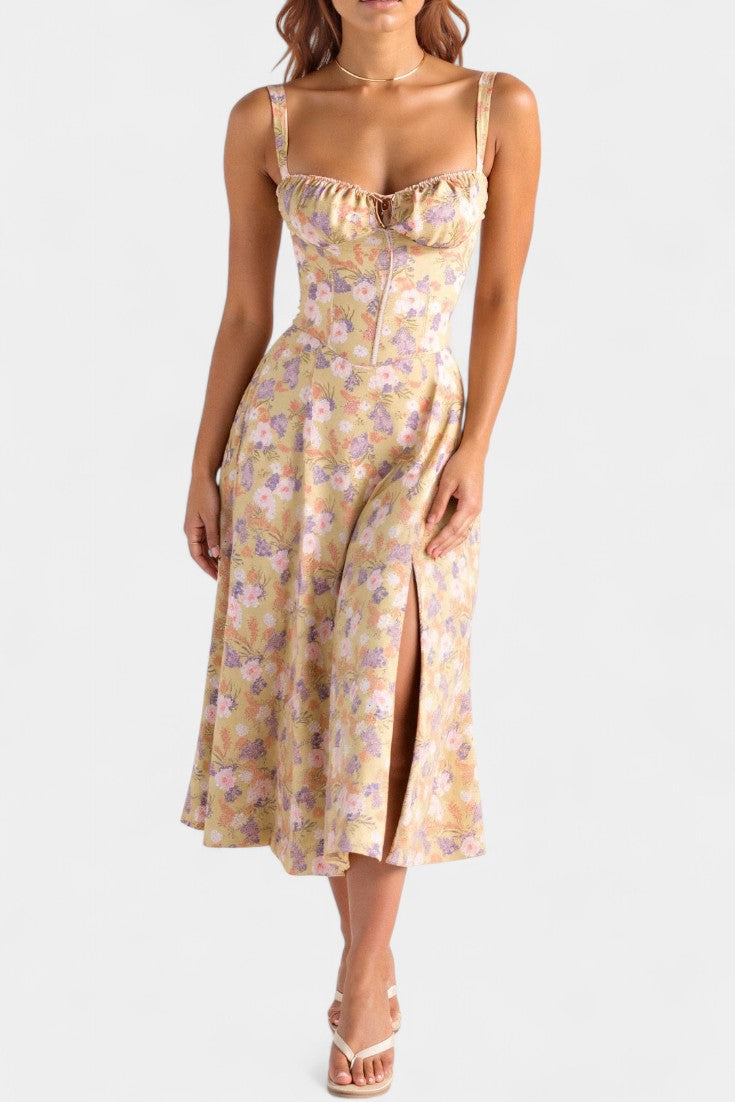 Flora Robe Midi A-Ligne avec Corset