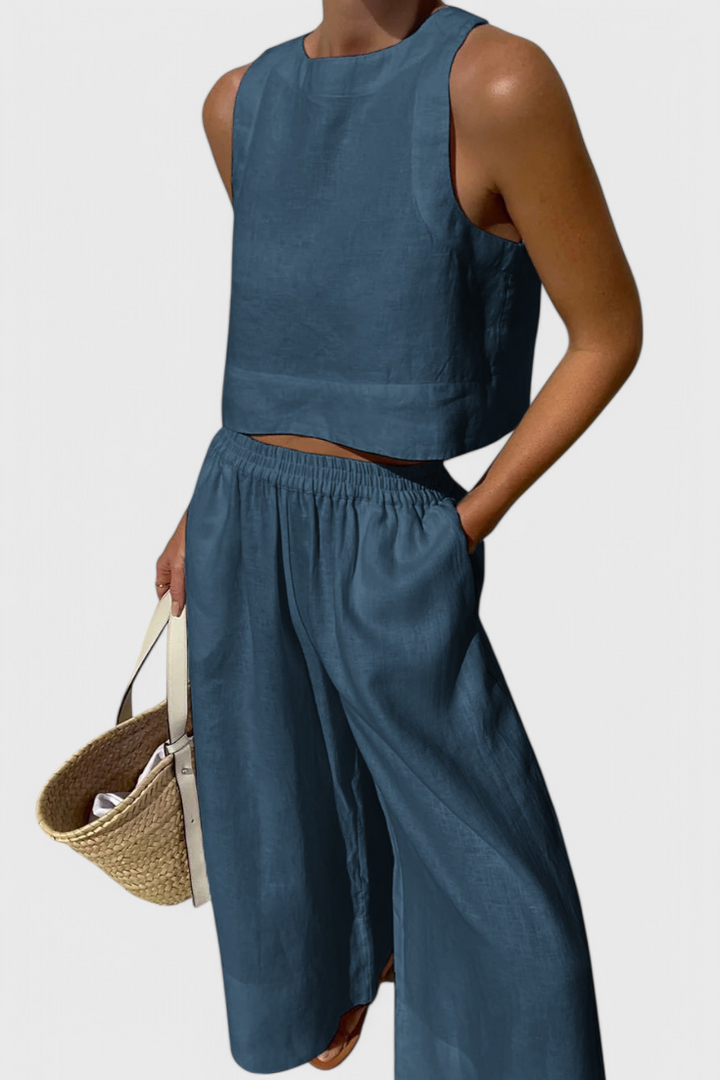 Avelina Ensemble Minimaliste en Coton et Lin Léger