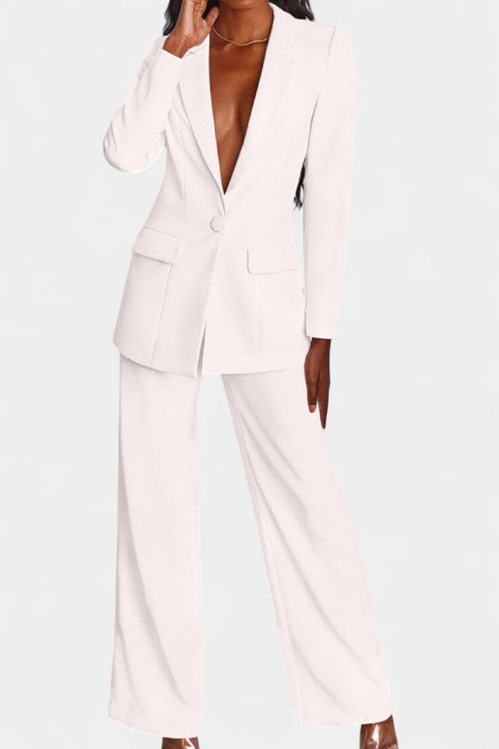 Marnie Ensemble Blazer Sur Mesure et Pantalons à Jambe Large