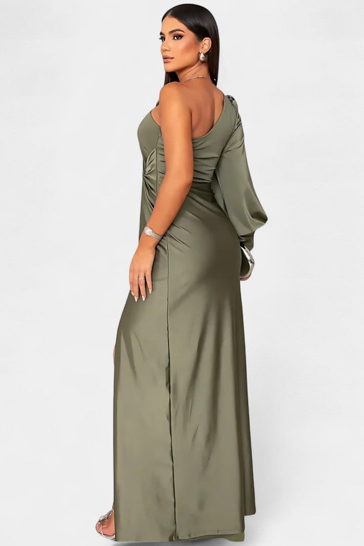 Robe Asymétrique Drapée Charlotte à Une Épaule