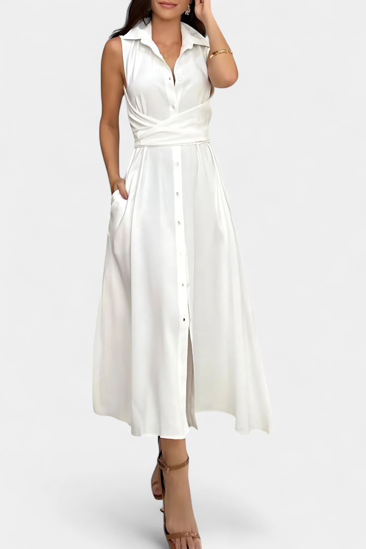 Robe Chemise Meryl avec Boutons et Nœud Ajustable
