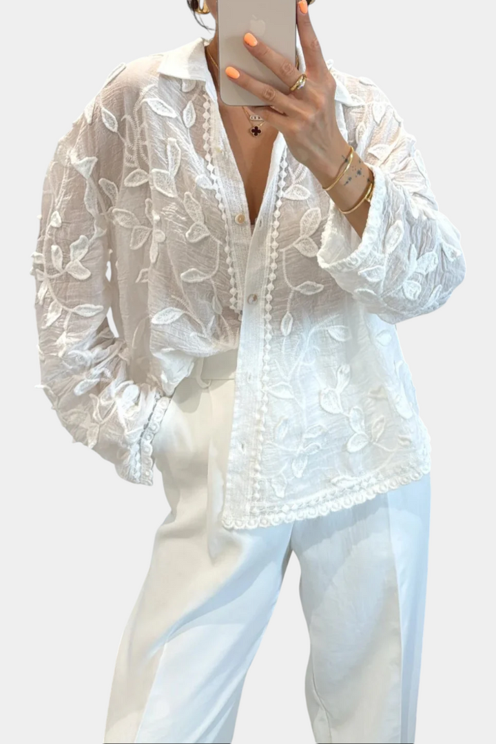 Chemise Prairie en Dentelle Brodée