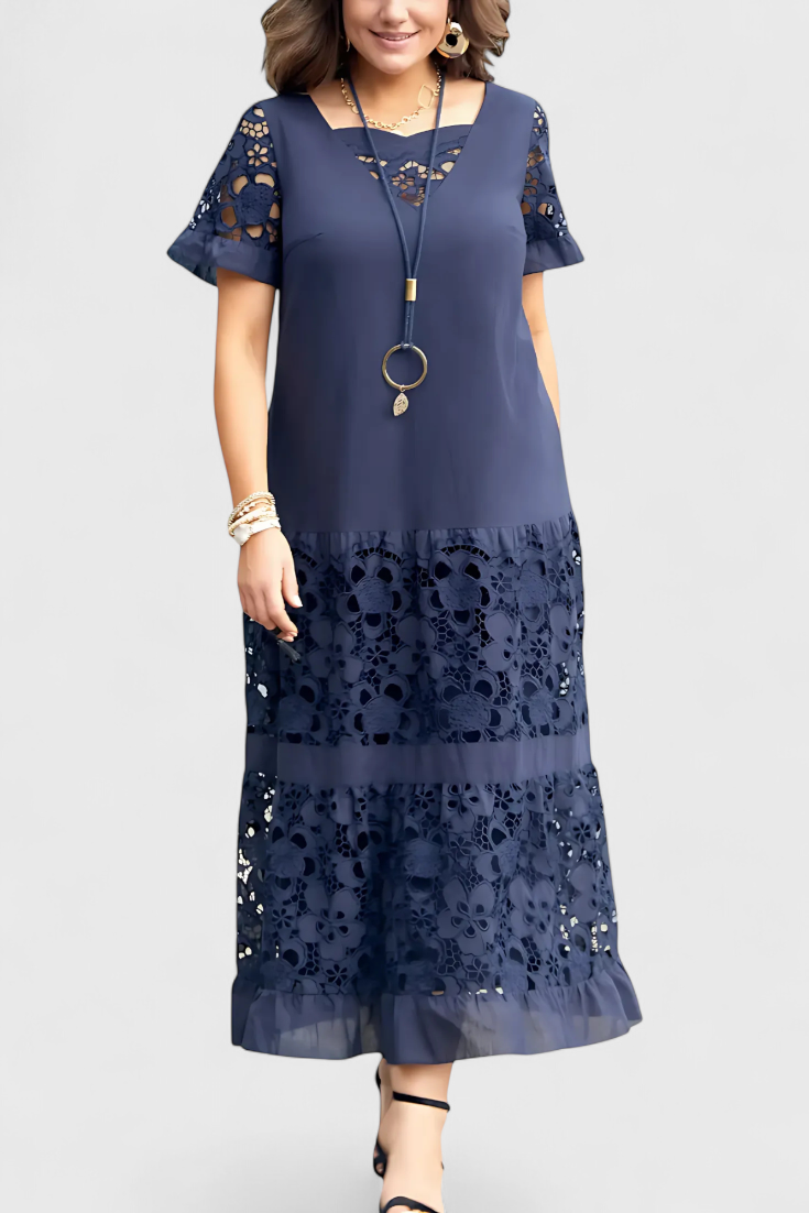 Robe Midi Marquise avec Drapé Flatteur