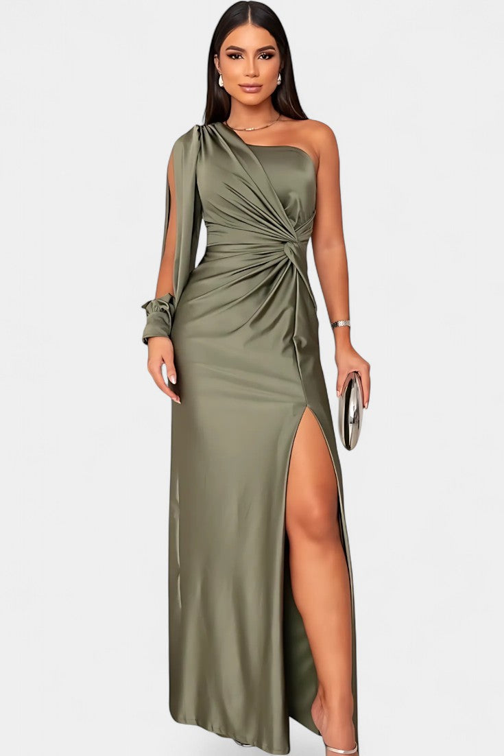 Robe Asymétrique Drapée Charlotte à Une Épaule