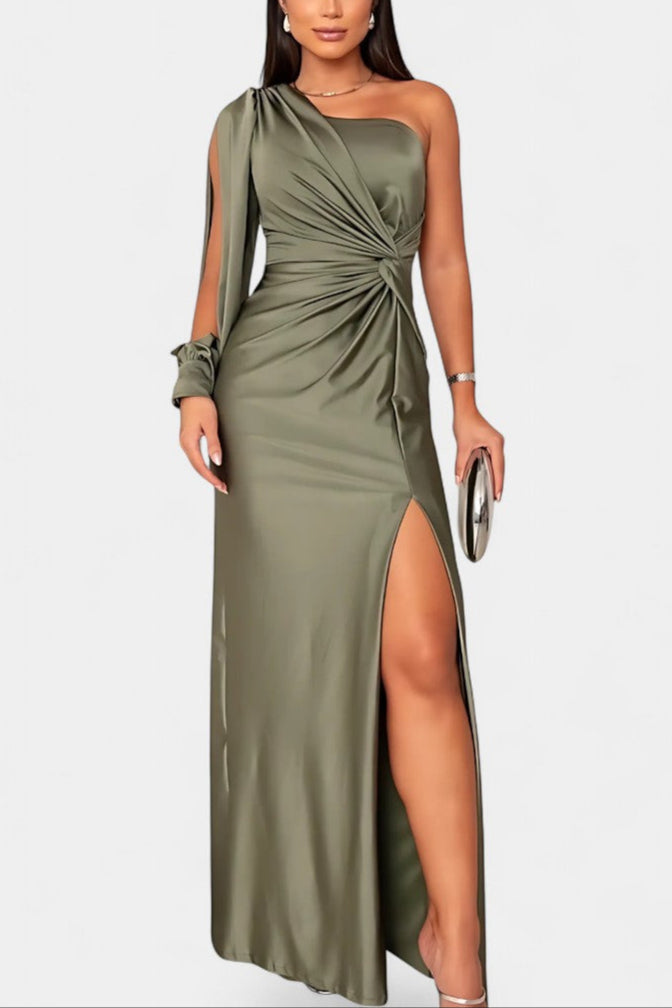 Robe Asymétrique Drapée Charlotte à Une Épaule
