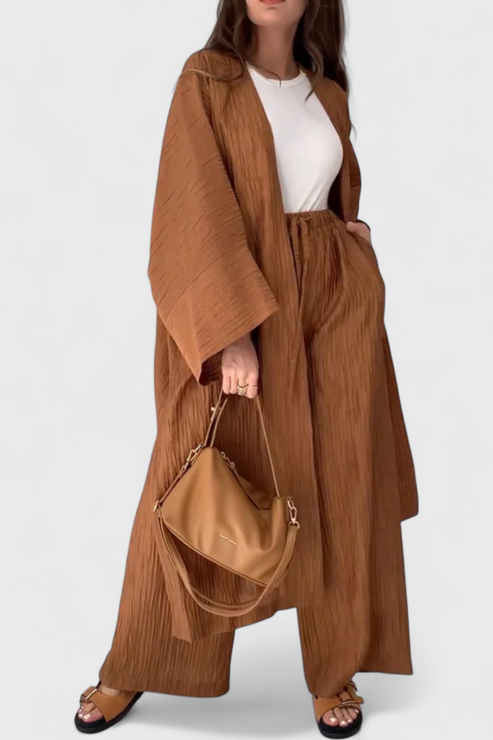 Ensemble Décontracté Caspian de Deux Pièces avec Kimono Long