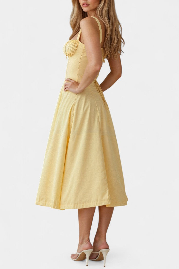 Flora Robe Midi A-Ligne avec Corset