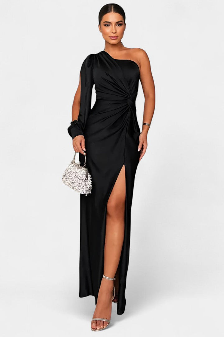 Robe Asymétrique Drapée Charlotte à Une Épaule
