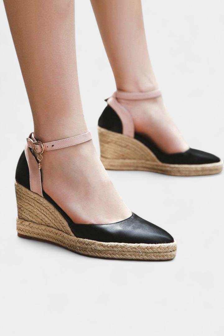 Sandales à Talons Dominga Style Espadrille avec Lanières en Jute à la Cheville