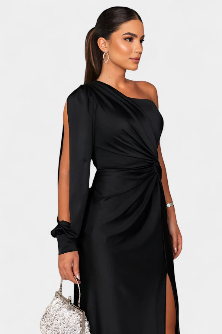 Robe Asymétrique Drapée Charlotte à Une Épaule