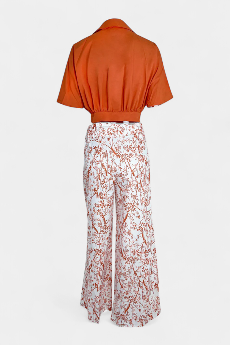 Olivia Ensemble Boho à Col en V et Pantalon Large
