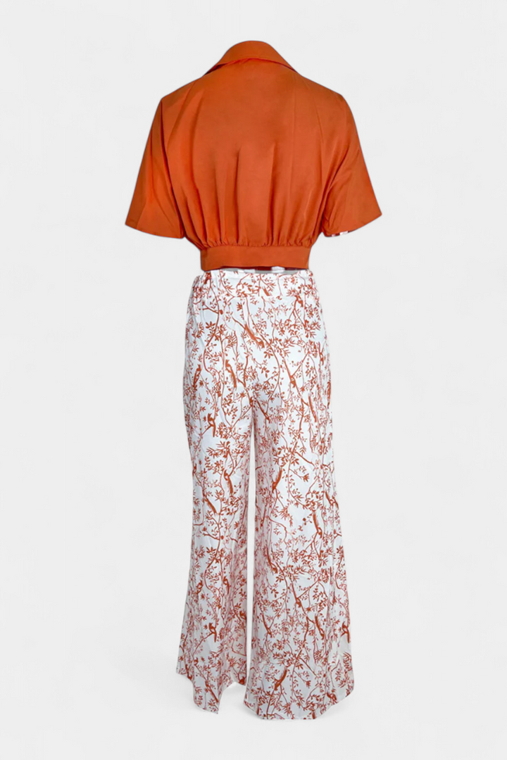 Olivia Ensemble Boho à Col en V et Pantalon Large