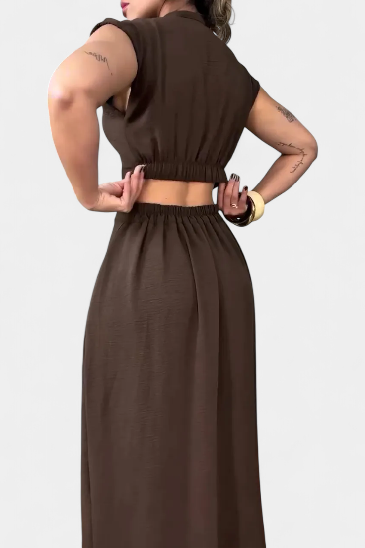 Griselda Robe Midi avec Boutons et Taille Ouverte