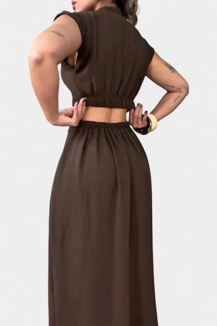 Griselda Robe Midi avec Boutons et Taille Ouverte