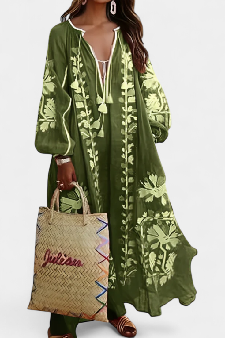 Robe Florale Alessia à Manches Longues et Style Bohème