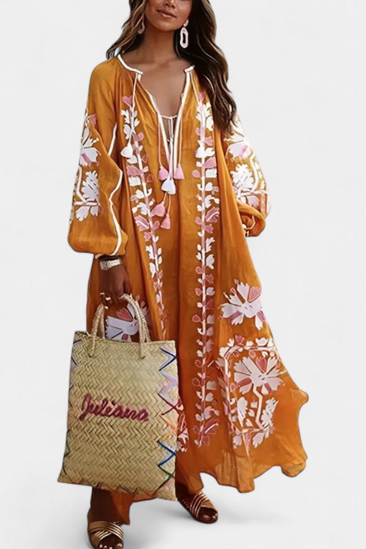 Robe Florale Alessia à Manches Longues et Style Bohème