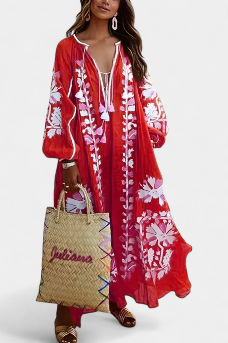 Robe Florale Alessia à Manches Longues et Style Bohème